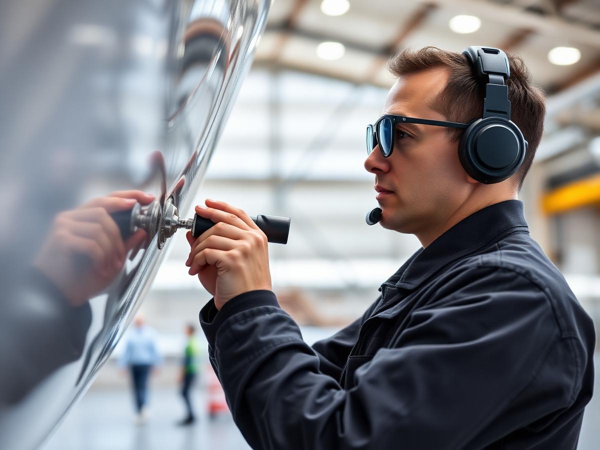 Engineer inspecting an aircraft